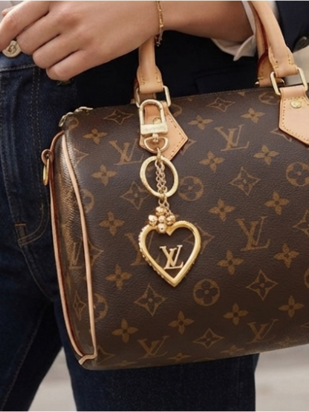 Louis Vuitton Heart Logo Keyring Charm